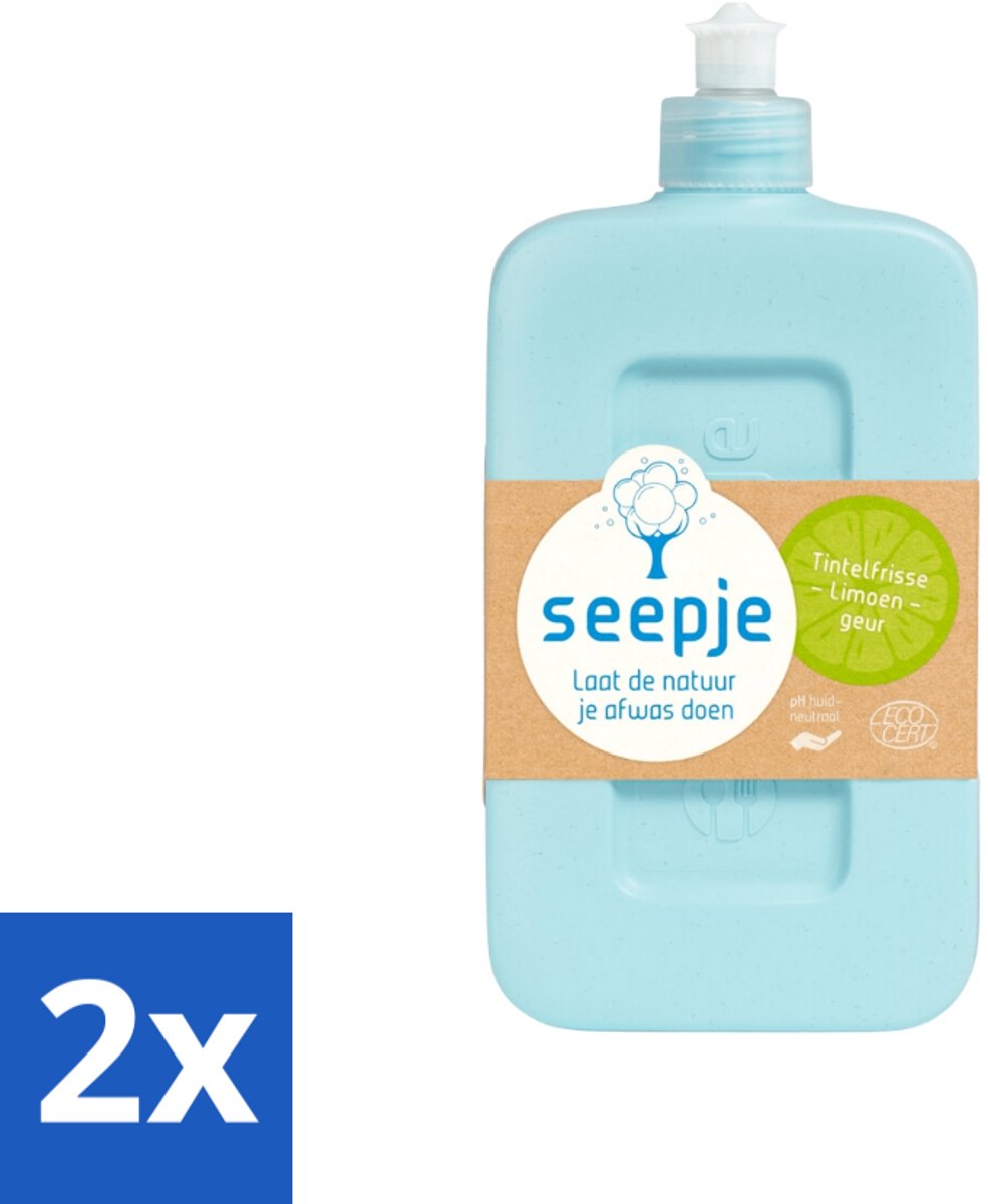 Seepje - Afwasmiddel - Milieuvriendelijk - Tintelfrisse Limoen Geur - 500 ml - Voordeelverpakking - 2 stuks