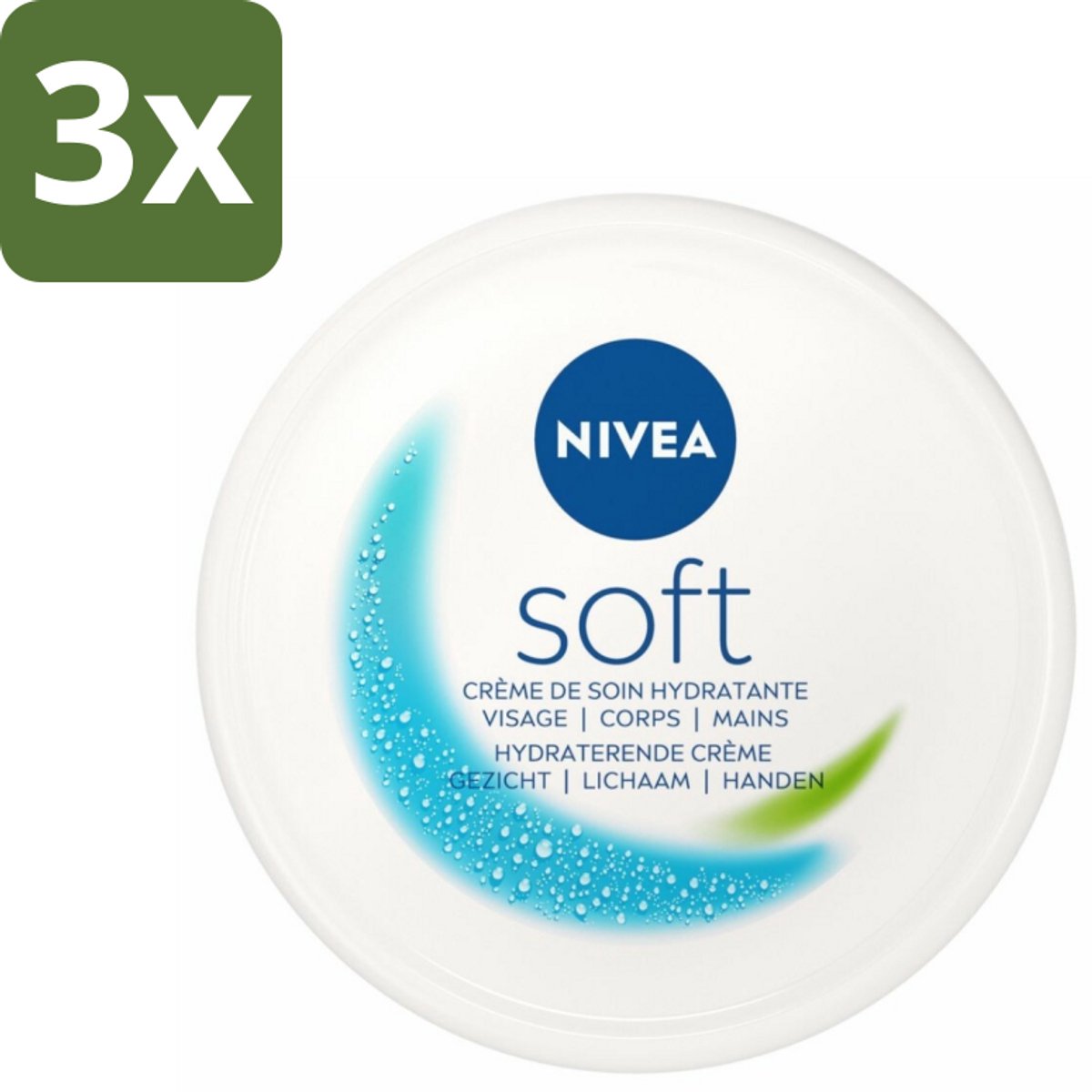 NIVEA - Crème - Zachte Pot - Hydraterend - Gezicht, Lichaam, Handen - 200 ml - Bulkverpakking - 3 stuks