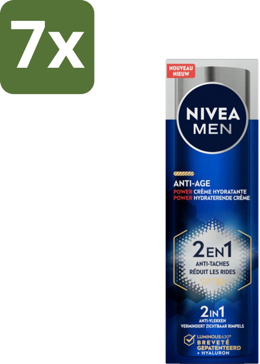 NIVEA MEN - Anti-Age 2in1 Power - Hydraterende Crème Gezicht SPF 30 - 50 ml - Bulkverpakking - 7 stuks