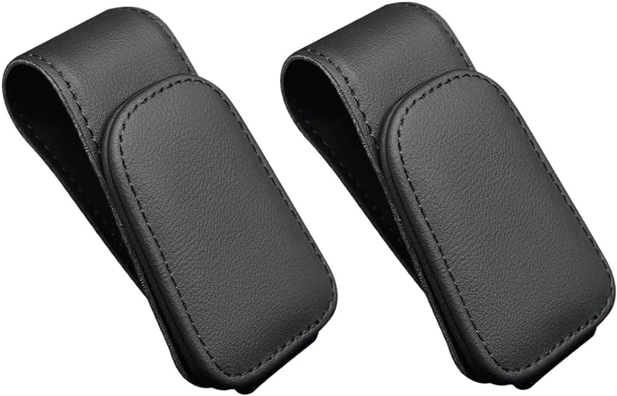 2 Pcs Glasses Holders Car, Leather Business Card Holder Glasses Holder Car Sunglasses Holder Clip Glasses Holder Car - ShopVlot