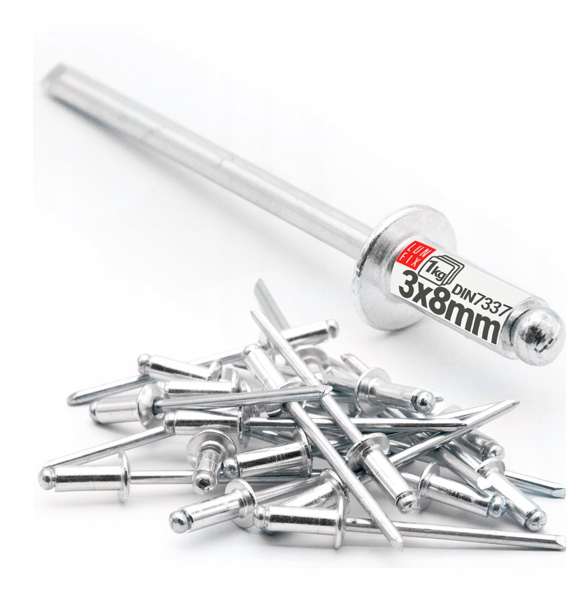 Blindklinknagels Aluminium/Staal 3x8mm Verzinkt 1kg DIN 7337
