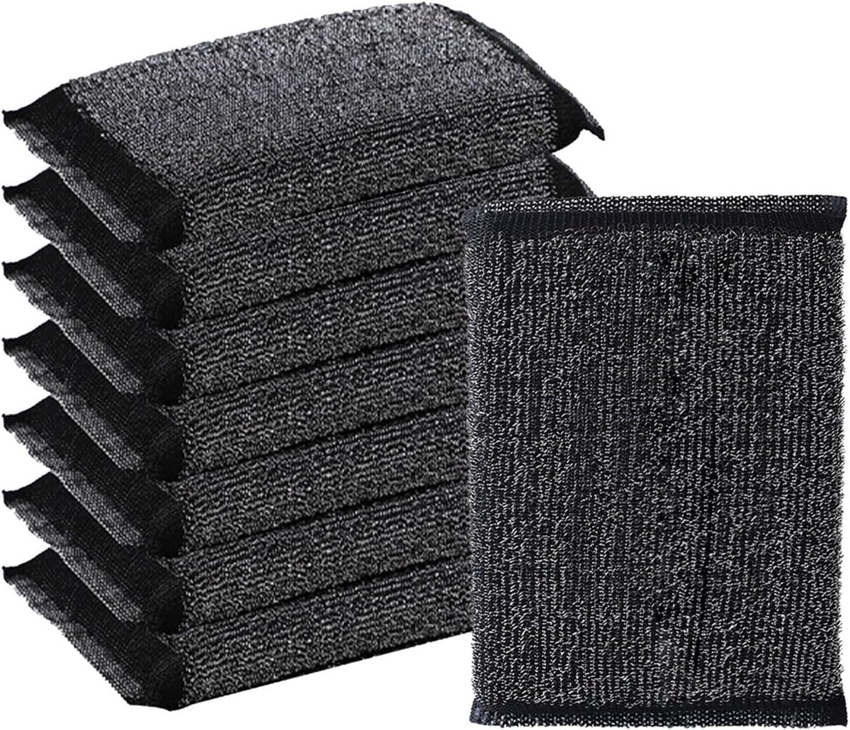 8 Pieces Wire Sponges for Washing Dishes, Reusable, Double-Sided Stainless Steel Sponges, Sponge Cloth for Washing - ShopVlot