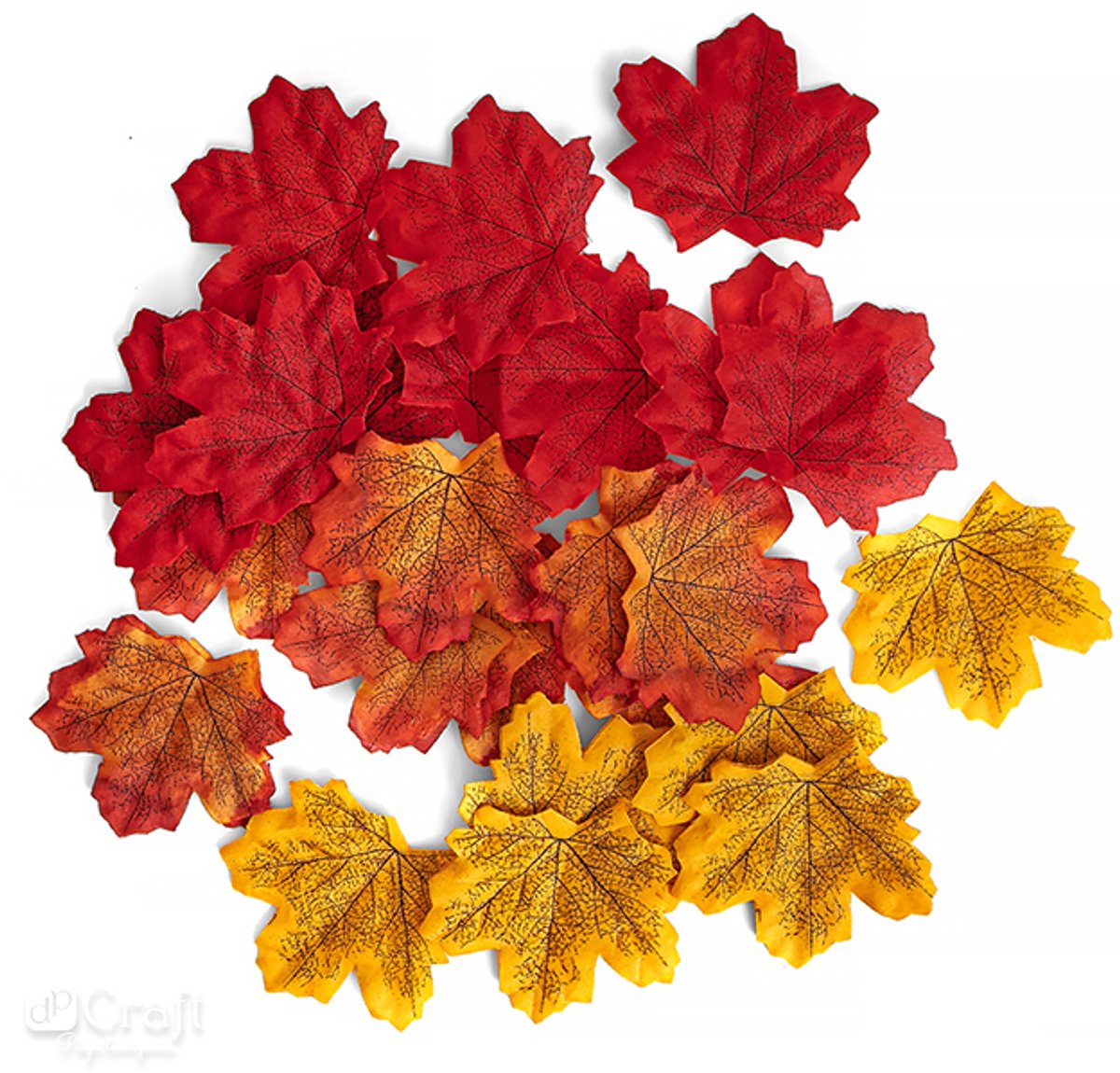 50x Decoratieve Stoffen Bladeren - Herfstkleuren, 7-8 cm