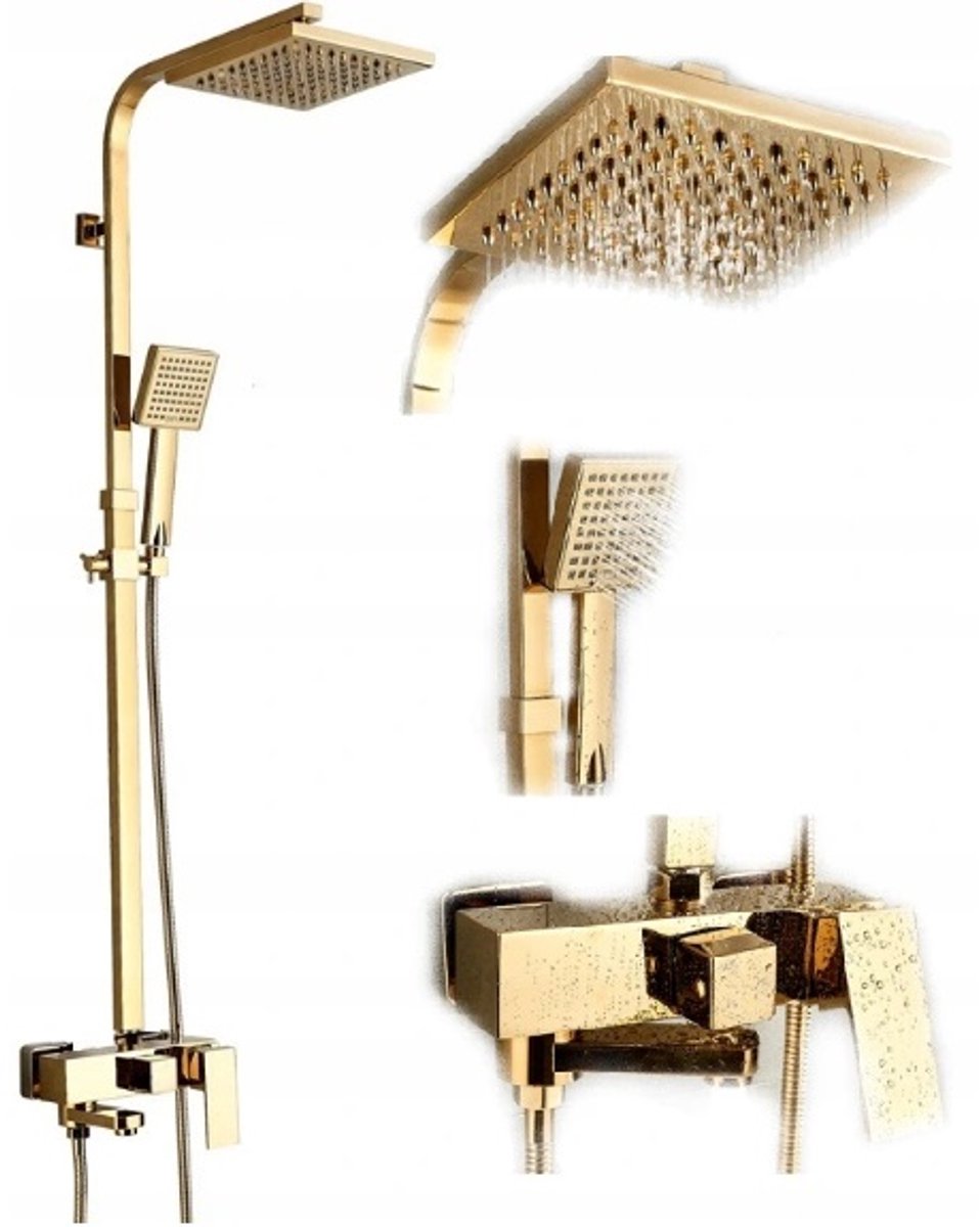 Gouden Douchekraan Set met Regendouche - Luxe Badkamer Design
