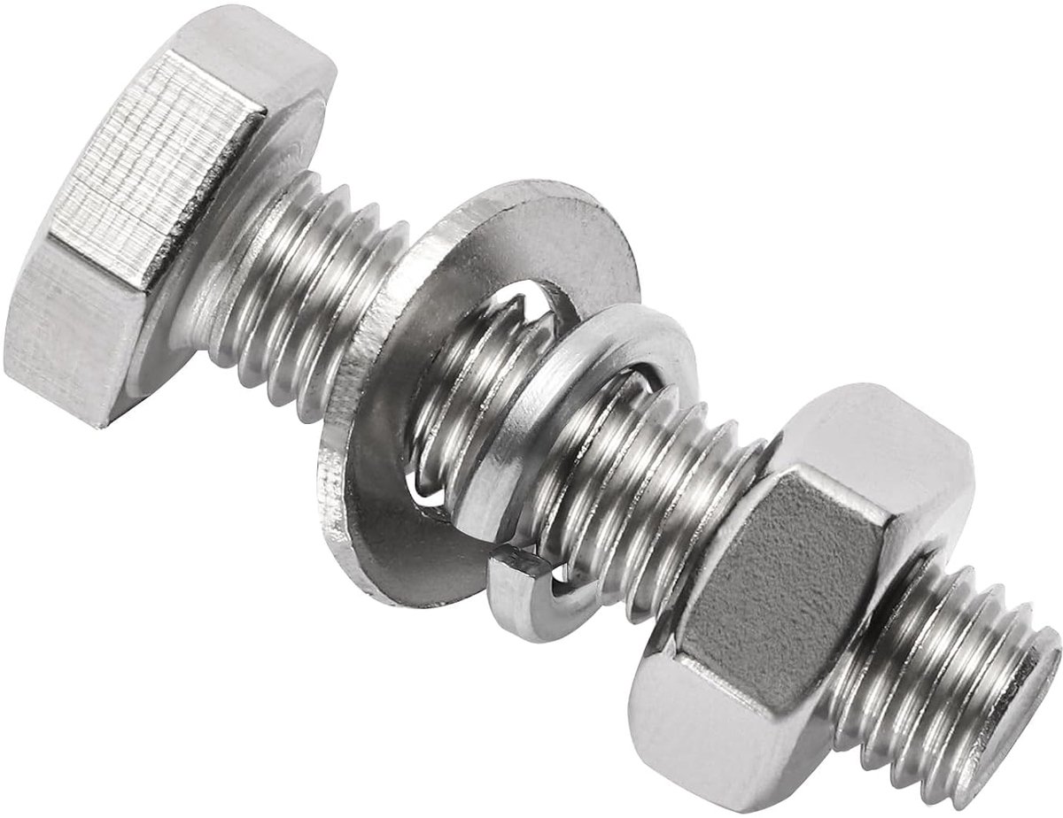Hex Head Screws Set M6 x 30mm Stainless Steel Screws 50pcs M6 Machine Screws with Nuts Washers and Spring Washers for - ShopVlot