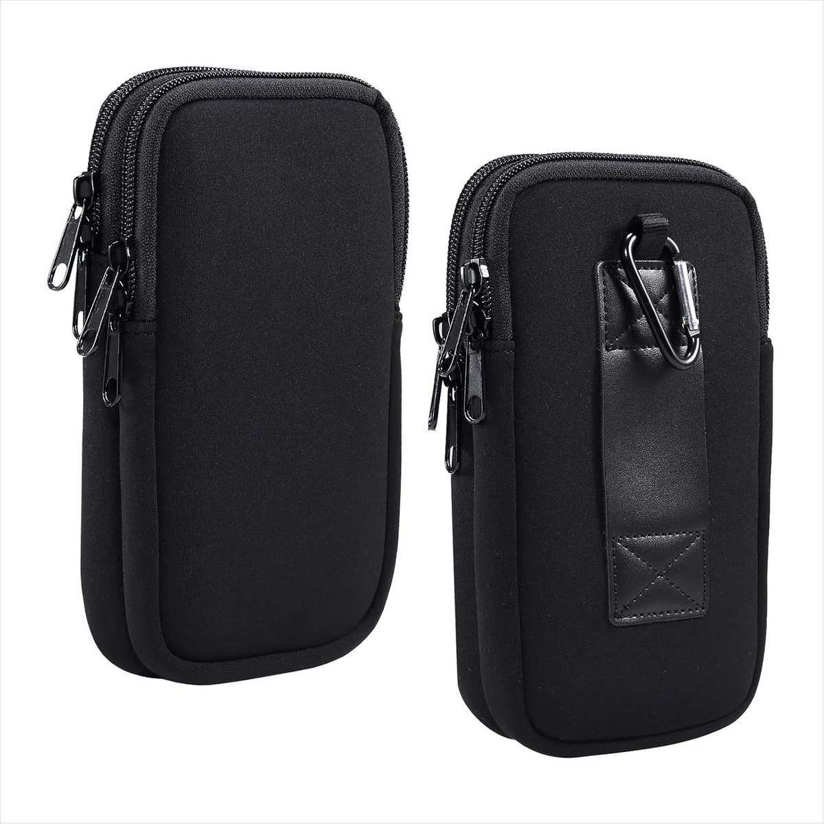 Heuptas voor Heren - Zwart - 10,5 x 17 cm - Waterdichte Neopreen Heuptas met Riemclip - Voor Smartphones tot 6,9 Inch