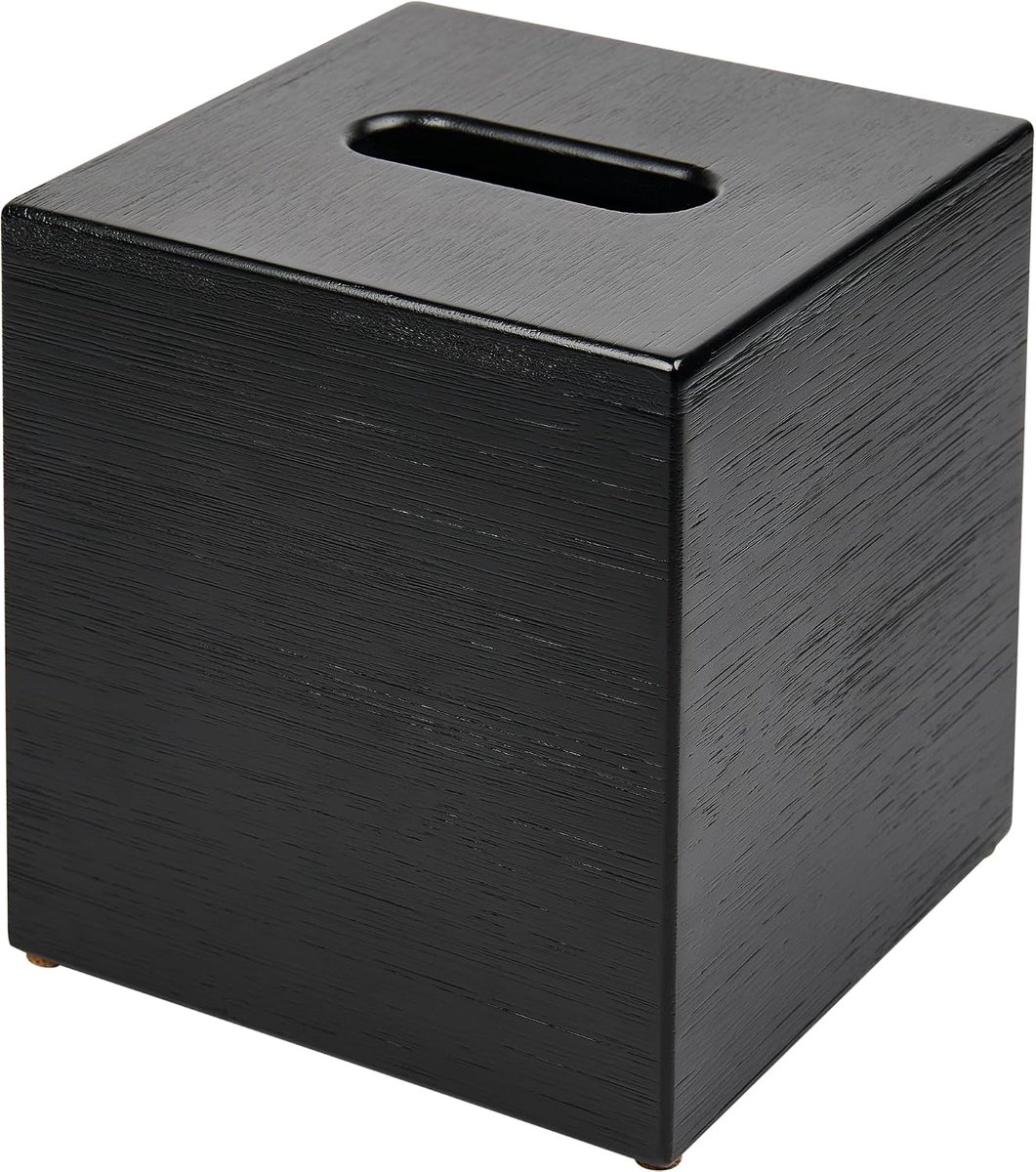 Tissue boxhouder - cube vorm - zwart bamboe - modern uiterlijk - ideaal voor luxe ruimtes - ShopVlot