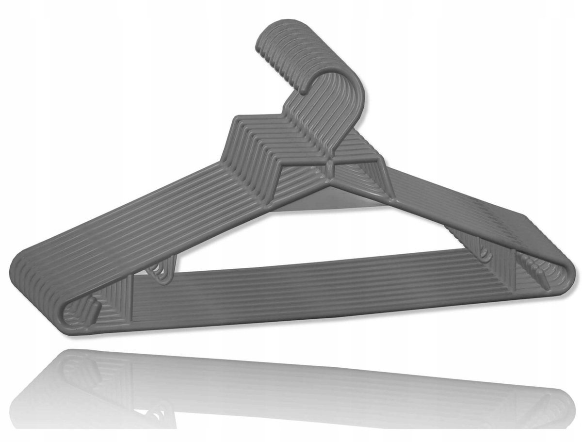 Set van 25 grijze kledinghangers, 41 cm breed, kunststof