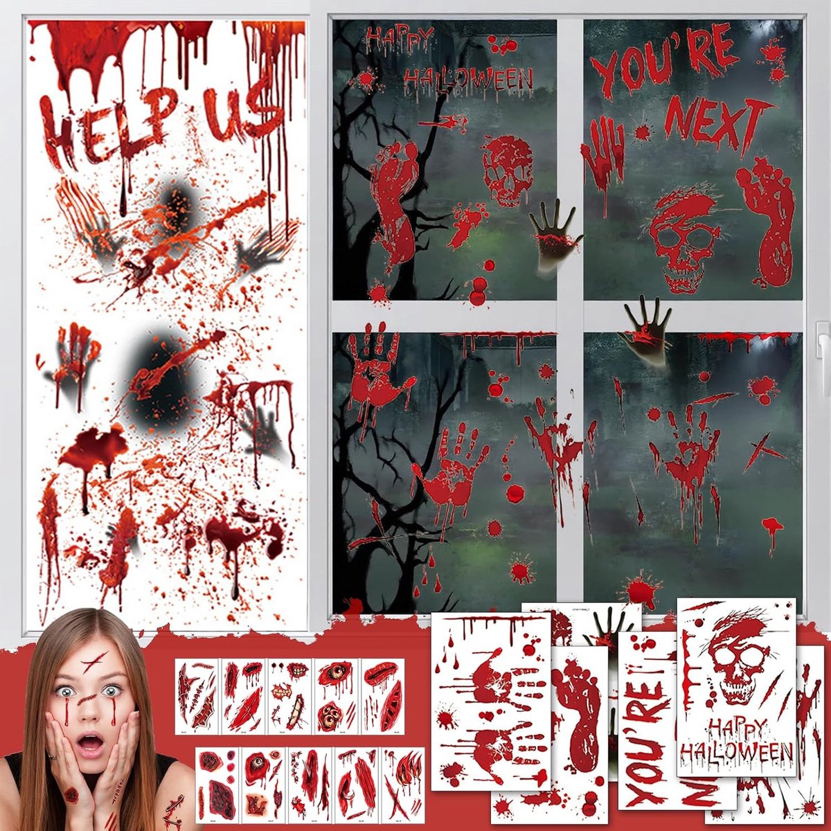 Halloween Stickers Ghalloween Window Decoration Door Window Wall Decoration Room Car Halloween Window Pictures Window - ShopVlot