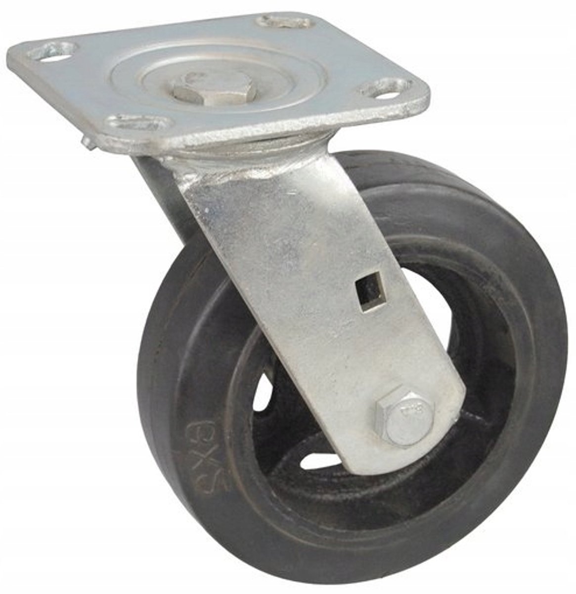 Zwenkbaar Gietijzer Rubberwiel 200mm - 400kg trekvermogen