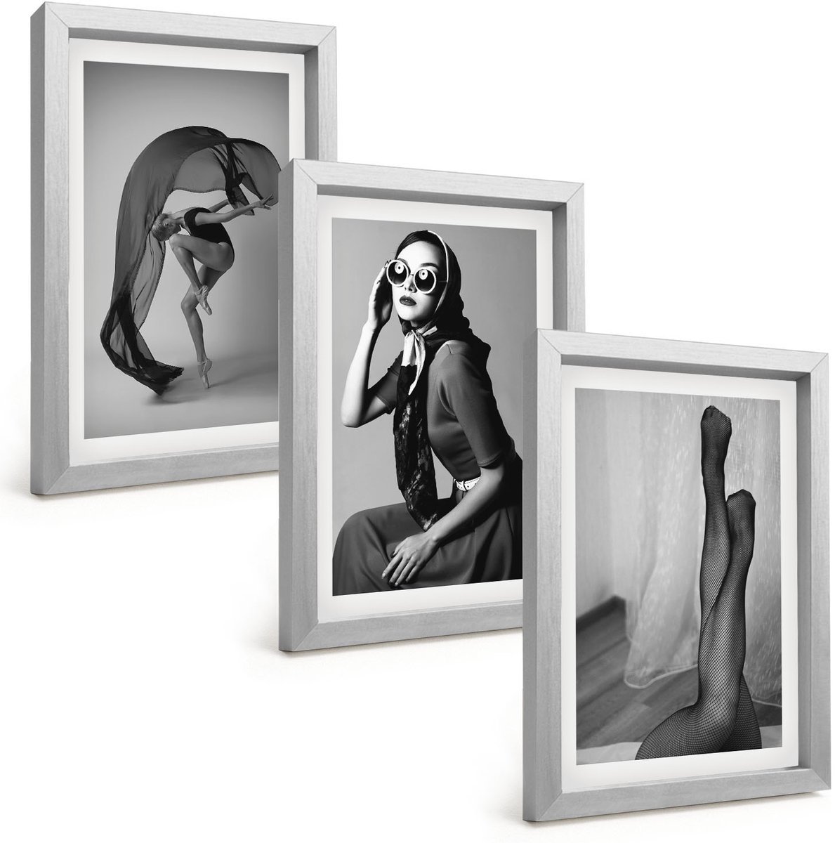 Tulup 4-Delige Schilderij Set - Stijlvolle zwart-witportretten van vrouwen in elegante poses - 20 x 30 cm - Schilderijen Set - Wanddecoratie - Woonkamer - Moderne Wanddecoratie