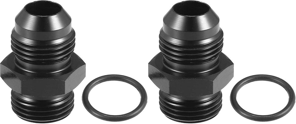 A ABSOPRO AN8 To AN8 Fuel Rail Adapter Connector Fitting Black - 4 Pieces - ShopVlot