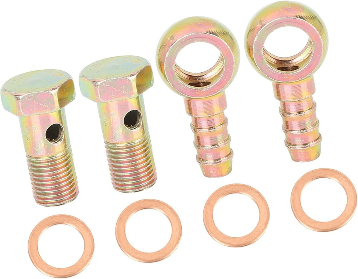A ABSOPRO Banjo Hose Fittings Bolt Mounts, 12 mm Diameter, Banjo Bolt Washer Set for Motorcycle and Car, Bronze (Set - ShopVlot