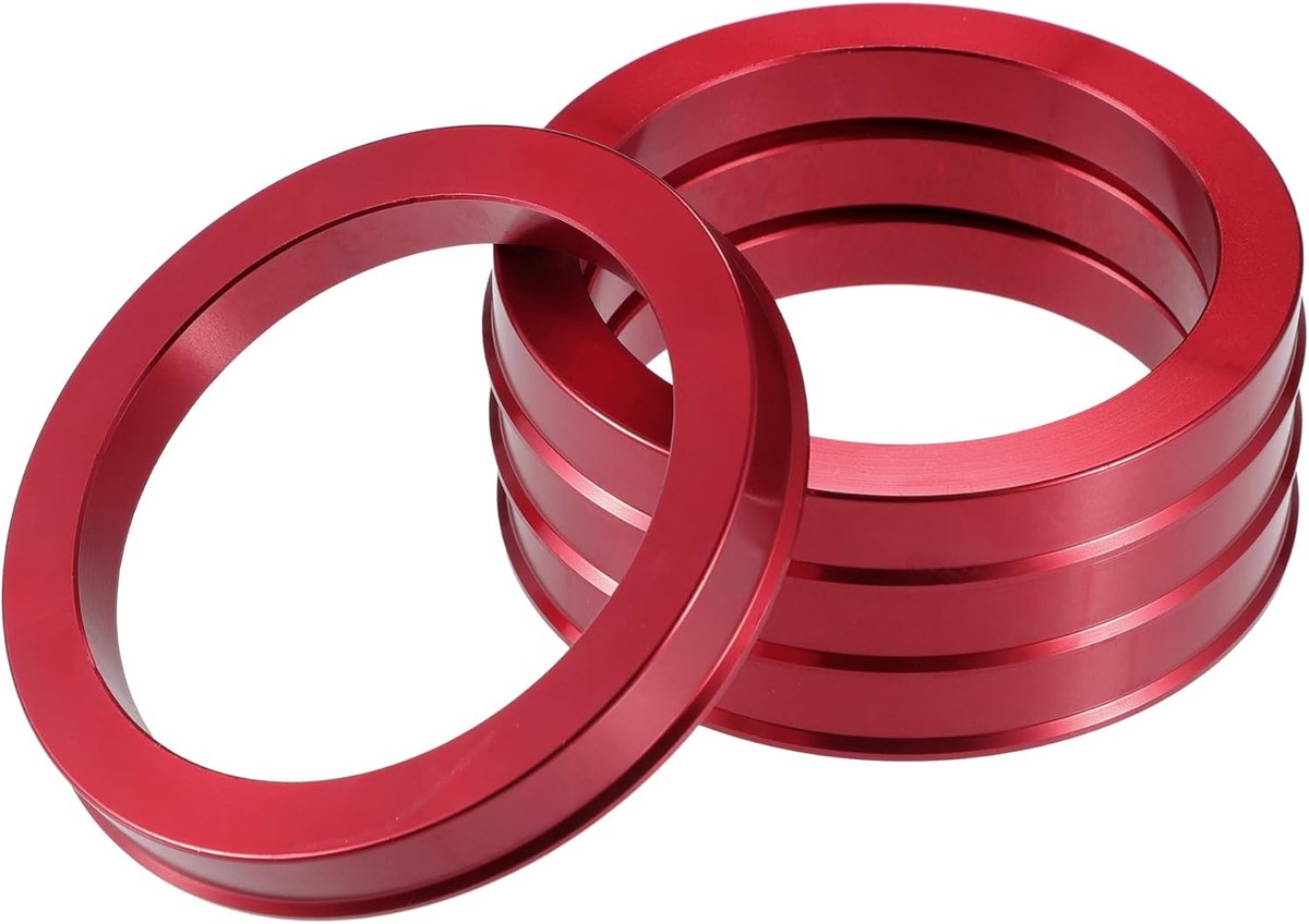 A ABSOPRO Car Hub Centric Rings OD 72.6mm to ID 57.1mm Hub Centric Rings Wheel Bore Center Spacer Aluminum Alloy Red - ShopVlot