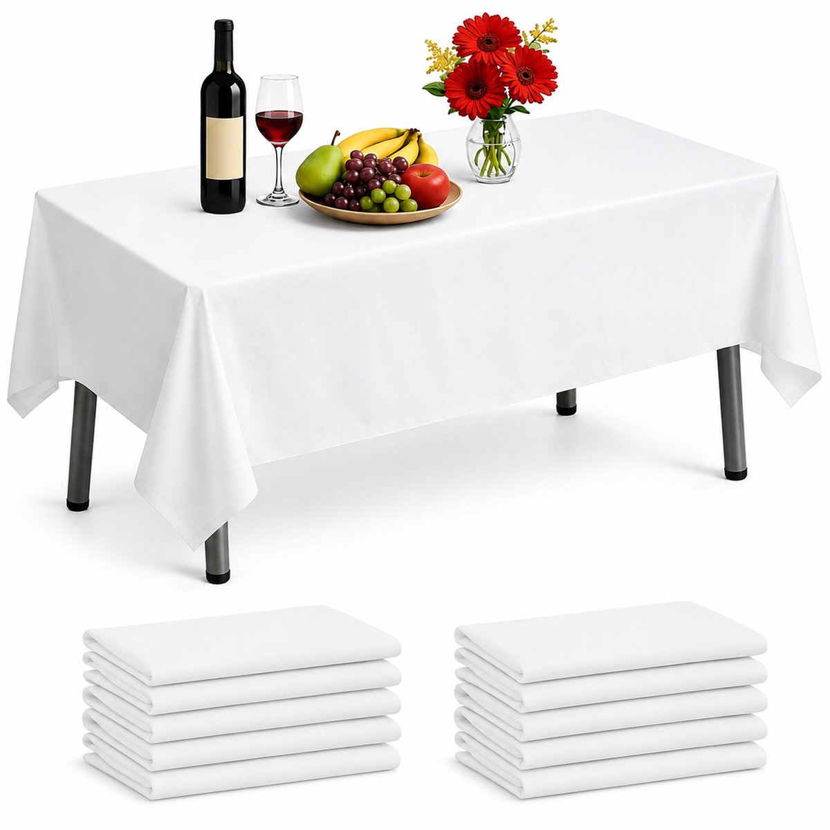 Wegwerptafelkleden - 137 x 274 cm - Wit - 10 stuks