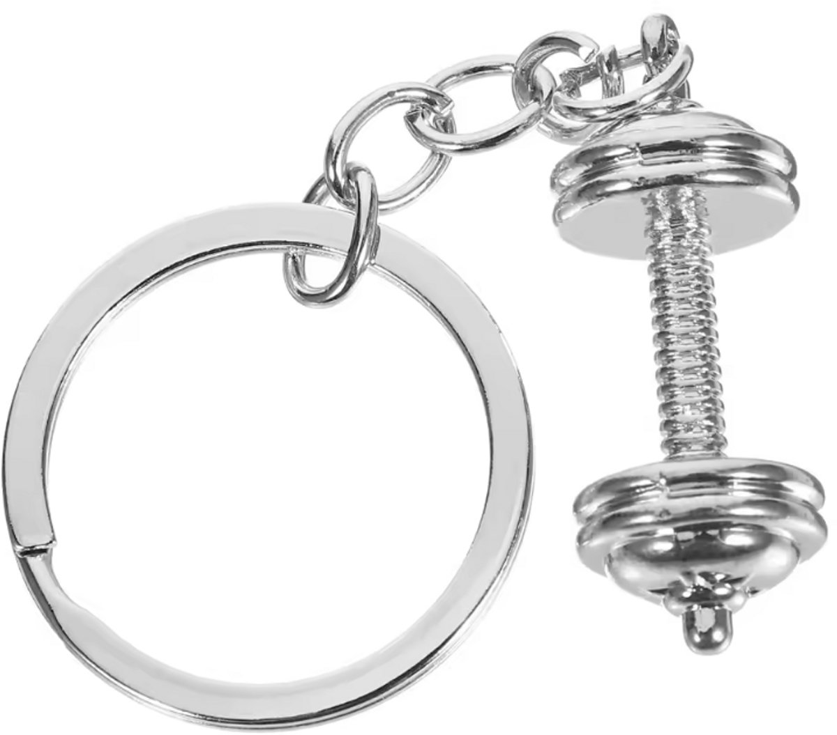 Scoby - Dumbbell Sleutelhanger - Fitness Sleutelhanger - Sport Sleutelhanger - Dumbbell Keychain - Zilverkleurig