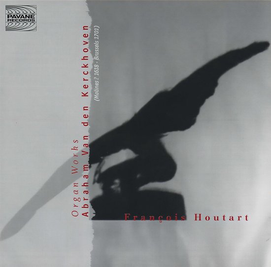 CD-hoes van François Houtart met orgelwerken van Abraham van den Kerckhoven en een silhouet van een engel tegen grijze achtergrond.