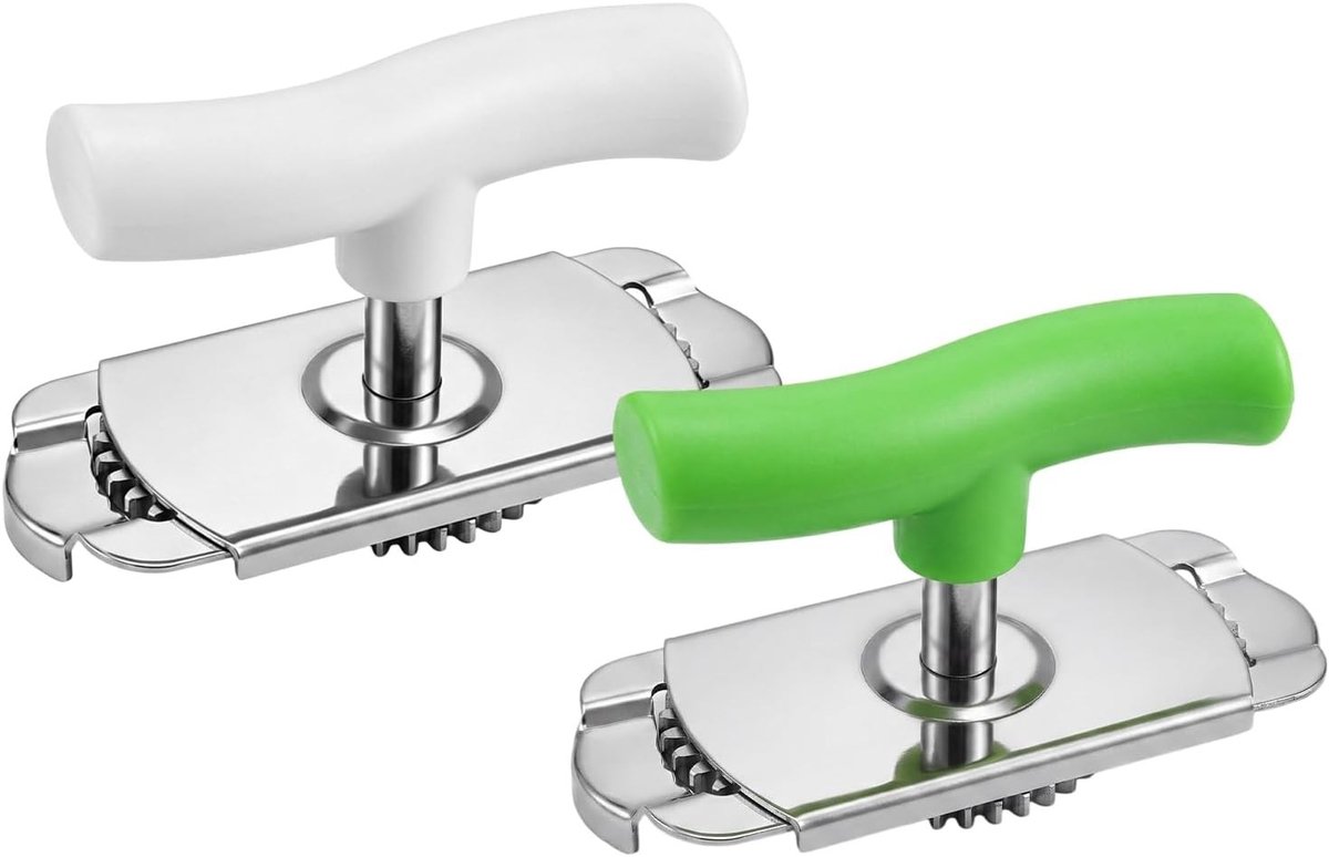 Potopener voor senioren - Wit en groen - Verstelbare maat 2,5-9,5 cm - Roestvrij staal en ABS - Handmatige blik- en flesopener