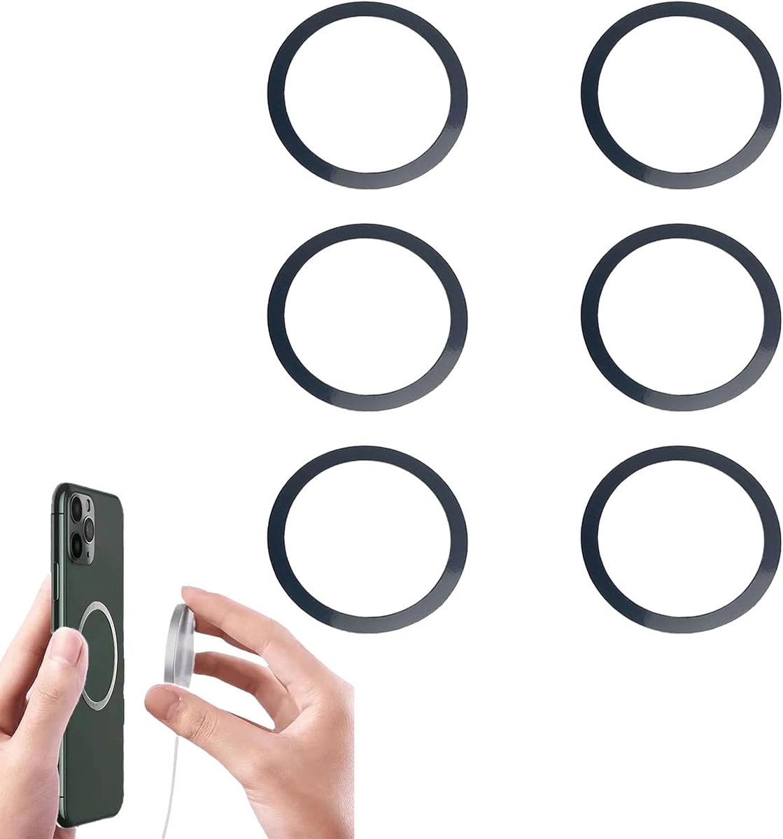 Leeneen Universele metalen ringsticker voor magnetische oplader compatibel met Magsafe magnetische draadloze oplader - ShopVlot