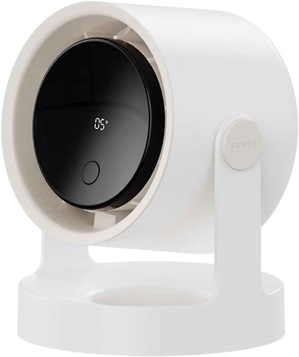 Draagbare Circulatieventilator - Wit - 13 x 13 x 16 cm - USB Oplaadbare Tafelventilator met Digitale Display - Voor Thuis en Kantoor