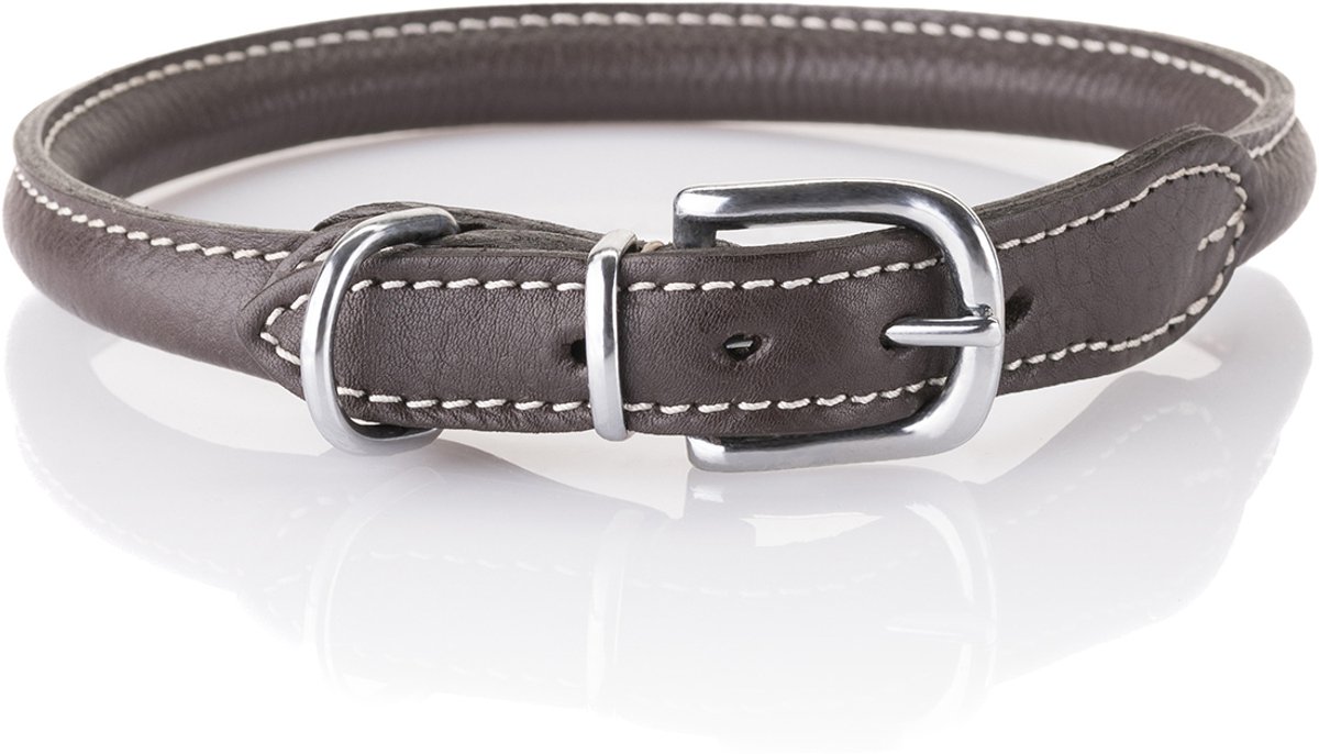 Knuffelwuff zachte echt lederen hondenhalsband Hoopa bruin 51-56cm, 10mm