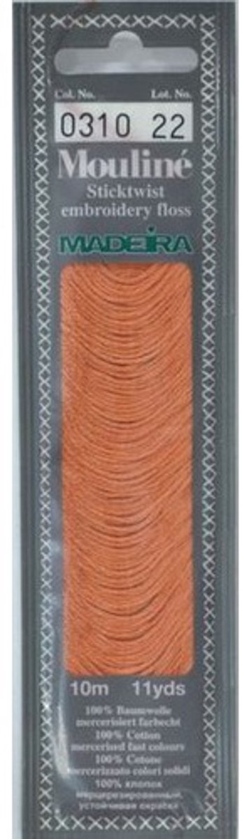 Borduurgaren Madeira Mouline 10 meter 6 draads splijtgaren - oranje (310)
