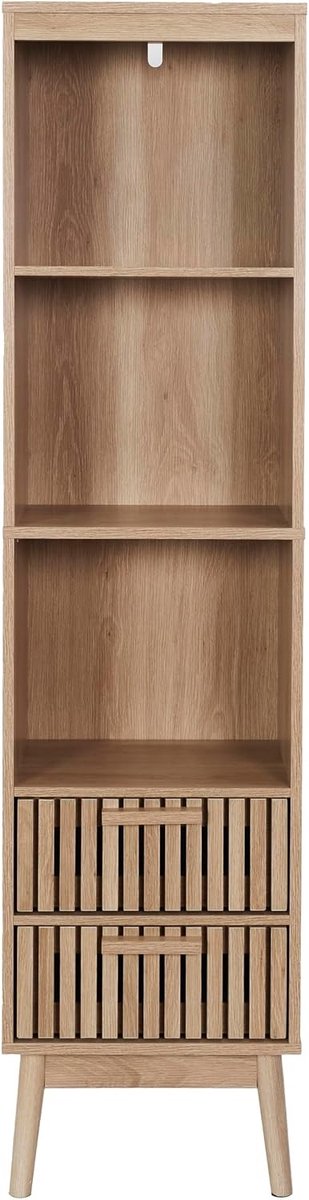 Wastafelkastje - Bruin - 40 x 160 x 30 cm - Houten Kolom met 2 Lades - Voor Badkamer en Woonkamer
