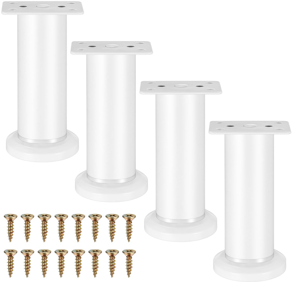 Famanu – Hoogte verstelbare meubelpoten set van 4 stuks, wit, 12-18 cm, geschikt voor kasten, commodes en tafels