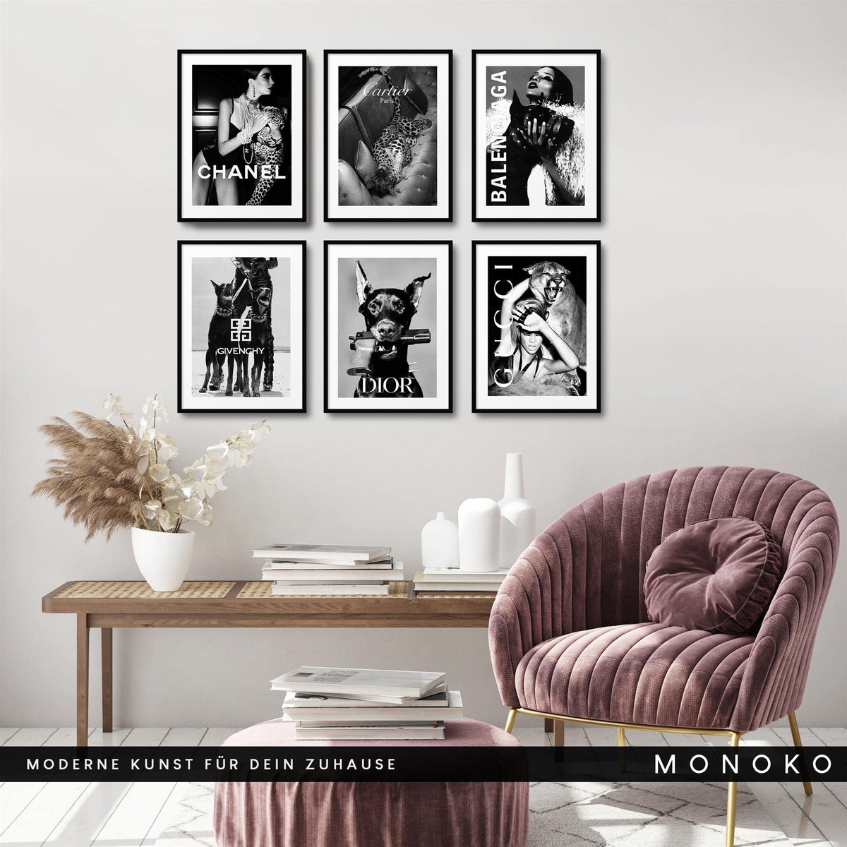 Set posters woonkamer A4 - modern zwart-wit foto's - stijlvolle decoratie - perfect voor slaapkamer - ShopVlot