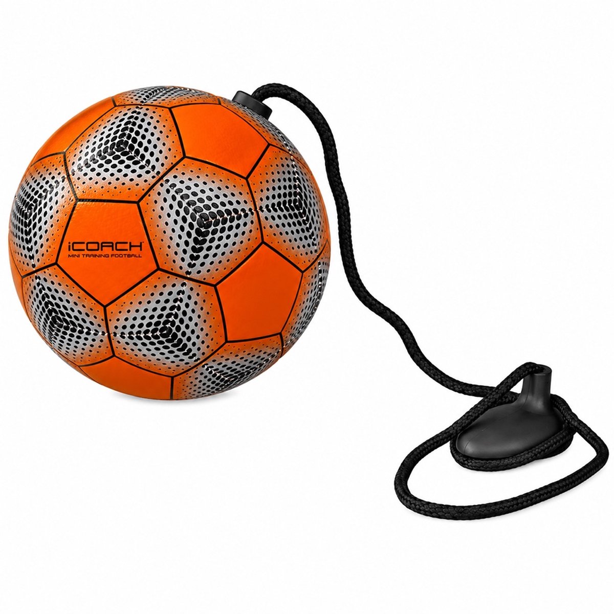 Icoach mini voetbal aan koord - oranje/grijs/zwart