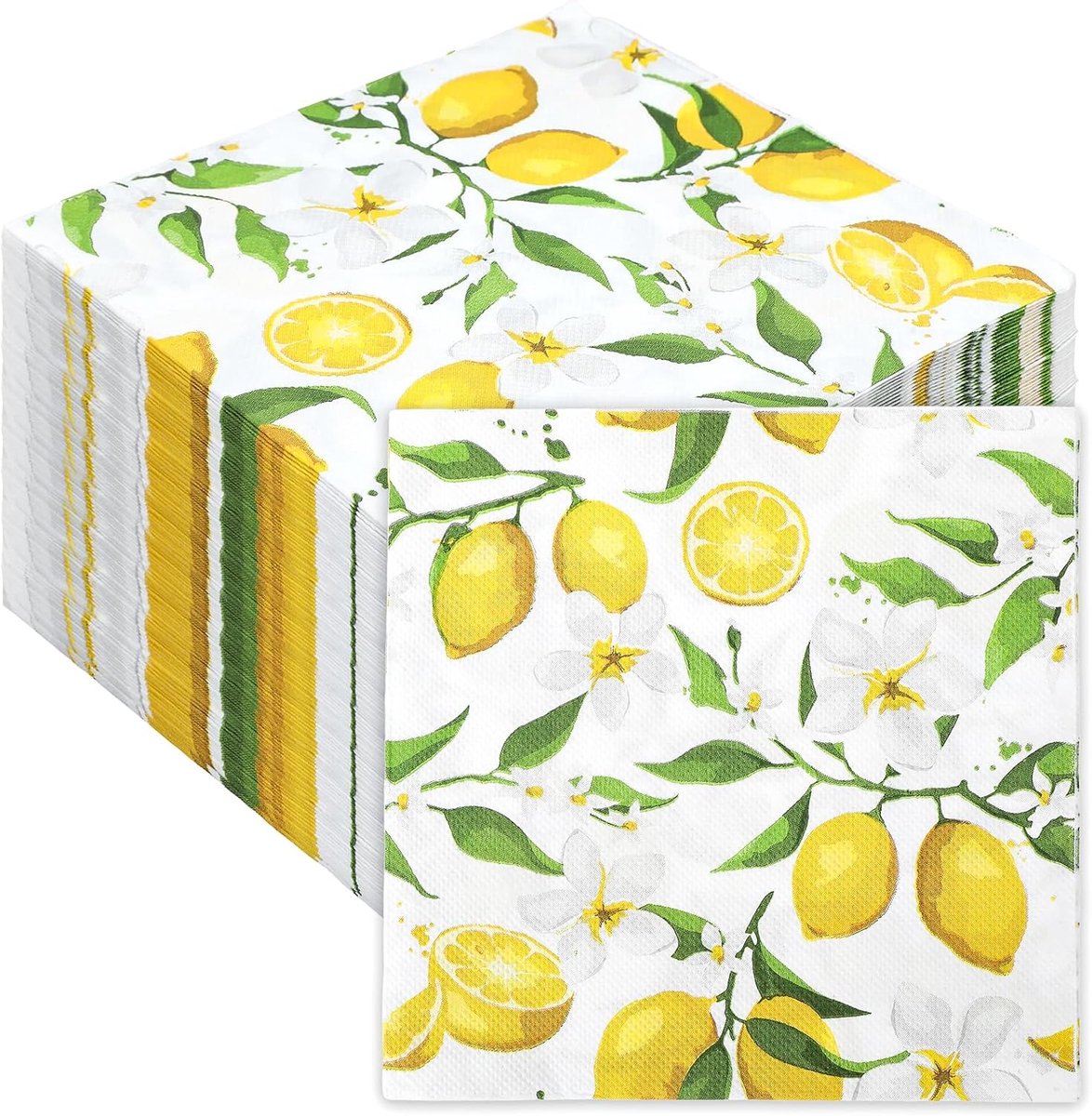 100 stuks citroenen decoratieve servetten 33 x 33 cm, bloemen-citroenen papieren servetten - ShopVlot