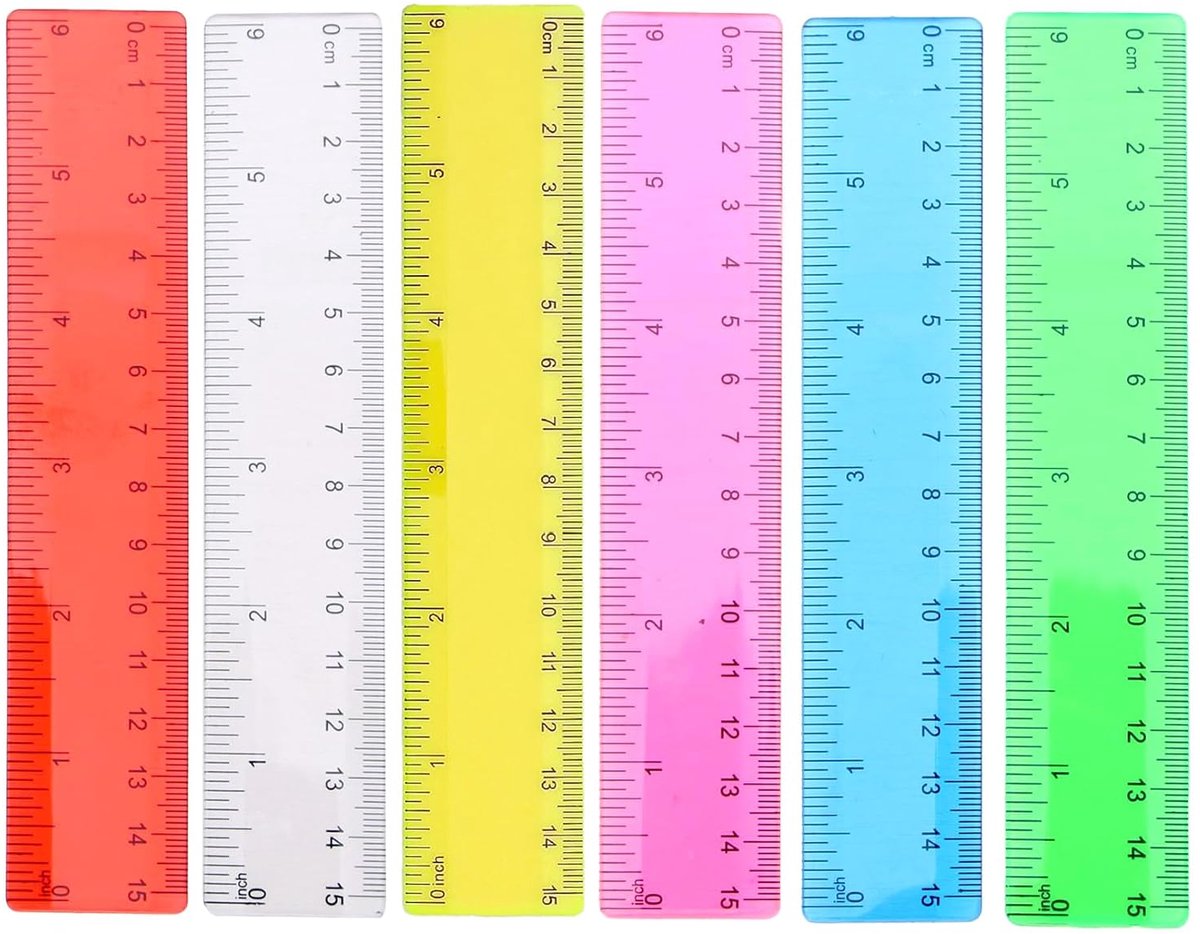 6 Pcs 15 cm Primary School Rulers Coloured Transparent Ruler Scale Ruler Learning Tool Ruler with Inch and Inch - ShopVlot
