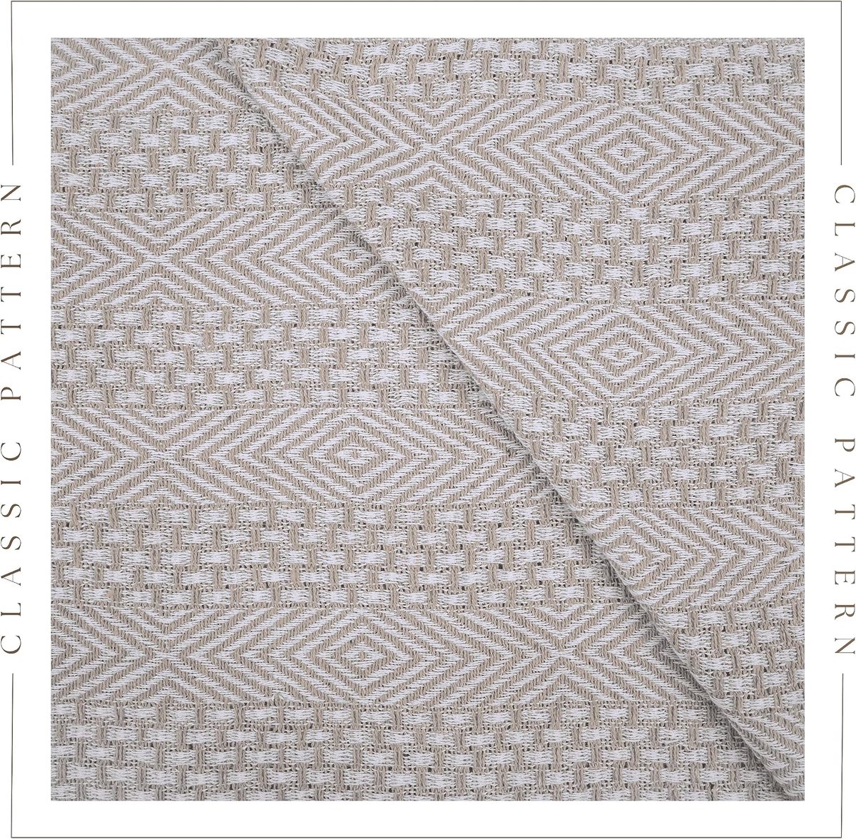Boho Cotton Throw Blanket - 50x60 inch - Rustic Sofa Throws for Living Room Decor Oatmeal - ShopVlot