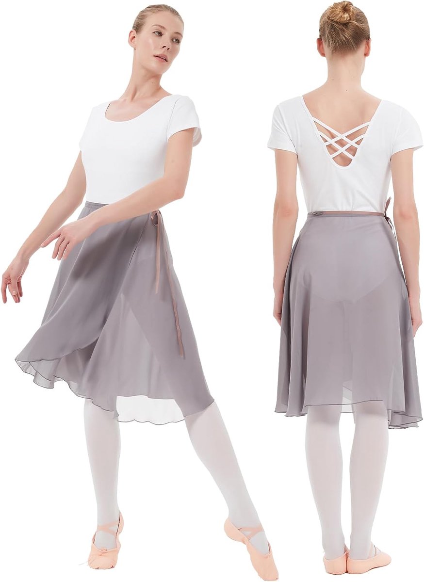 Women's Ballet Skirt, Long Transparent Dance Skirt, Chiffon Skirts with Adjustable Waistband for Adult Girls - ShopVlot