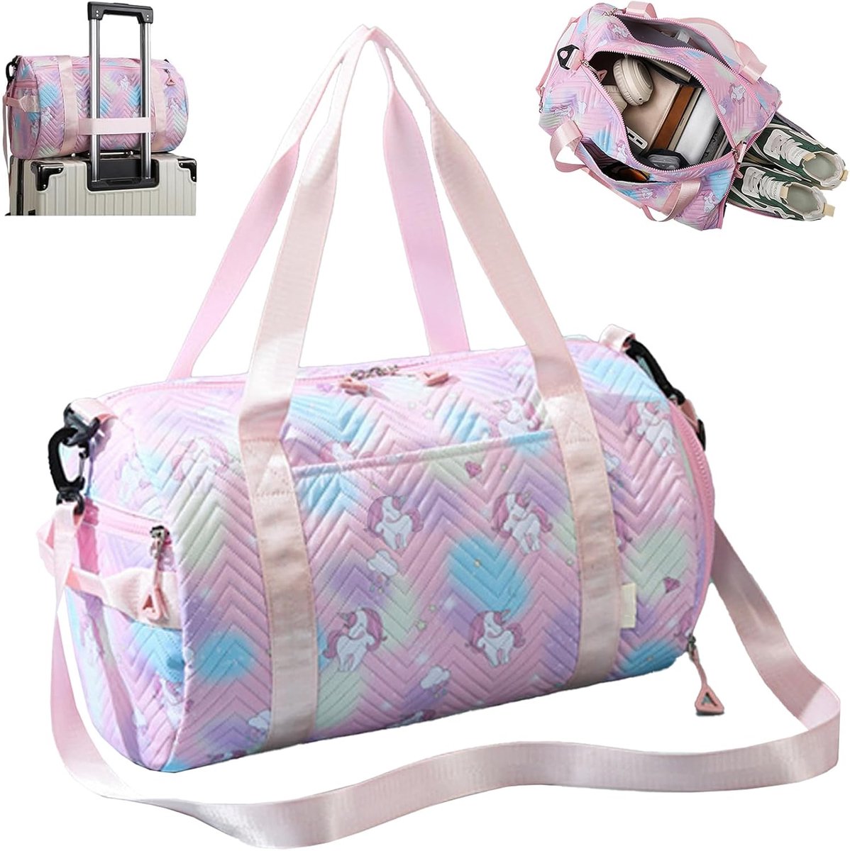 Women's Sports Bag Swimming Bag with Shoe Compartment Wet Compartment Sports Bag Girls Waterproof Training Bag Unicorn - ShopVlot