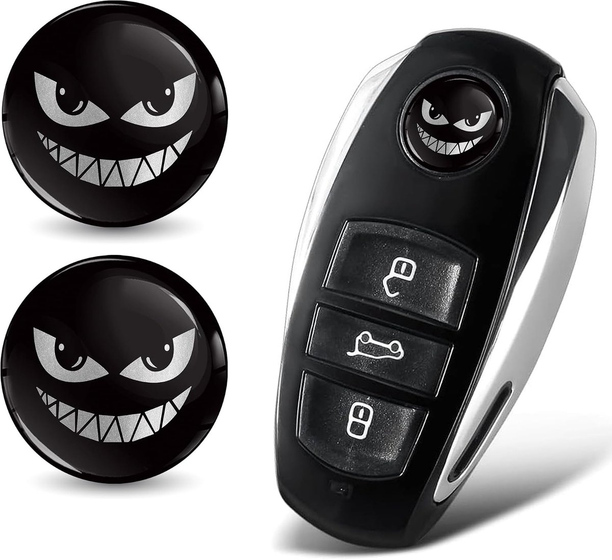 3D Key Embleem Stickers - Ø14 mm - Zilver/Zwart - Duurzaam voor afstandsbediening auto - ShopVlot