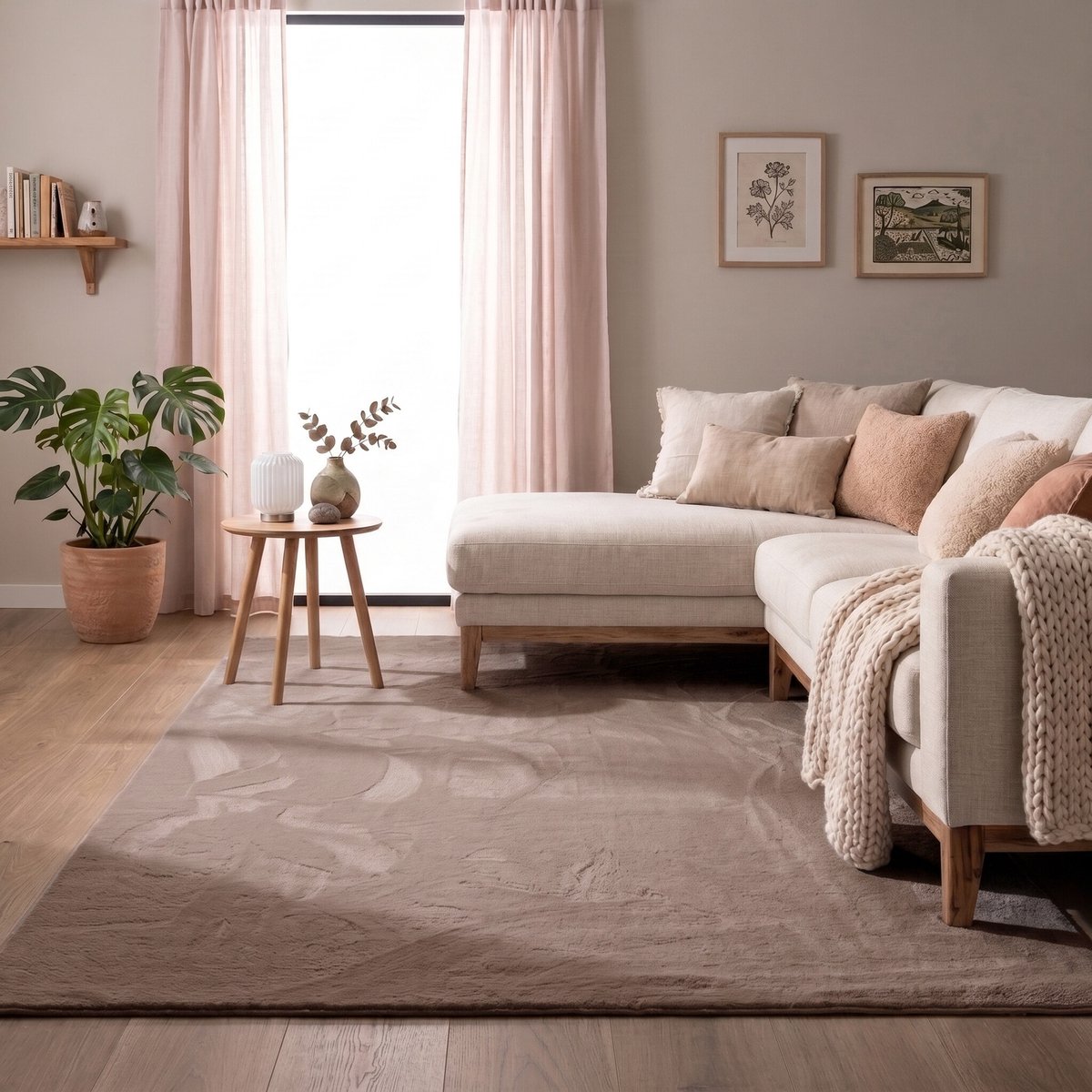 NATURL. Zacht laagpolig vloerkleed - Cozy Taupe - 200x270cm