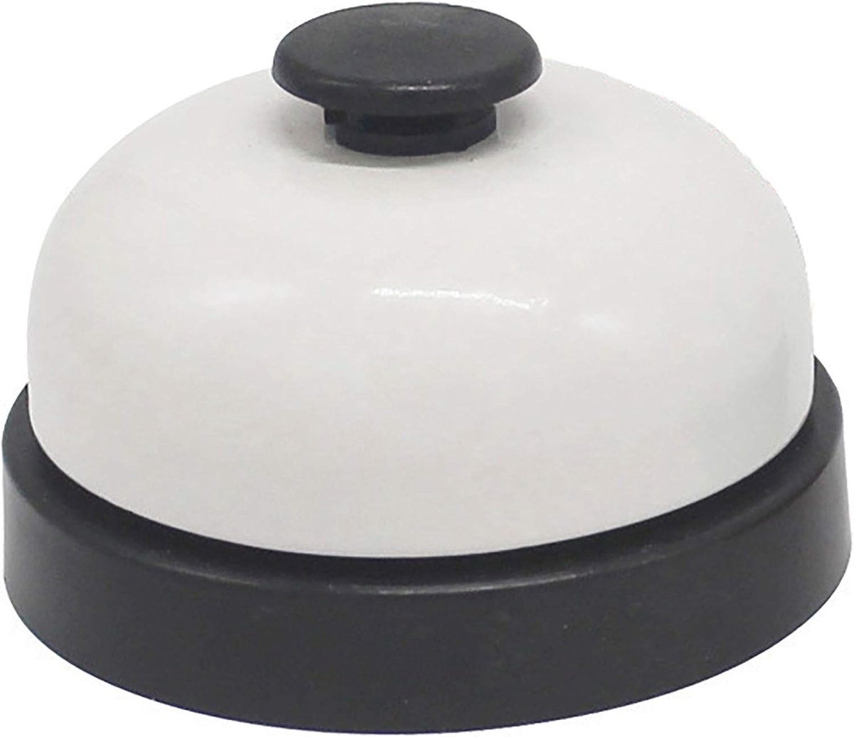 Tafelbel, receptiebel, metalen bel voor hotel, bar, restaurant, keuken, school, receptie of huisdierentraining (2 x wit)