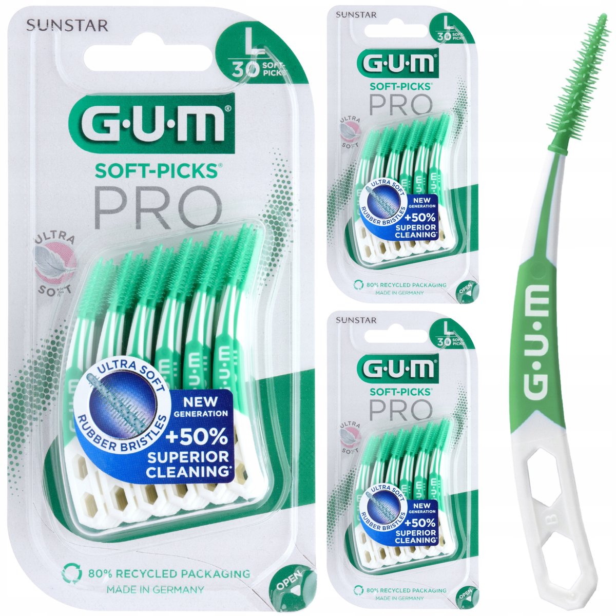 GUM SOFT PICKS PRO Interdentale borstelharen Groot - 3x30 stuks