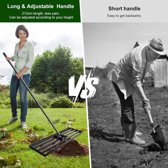 Lawn Rake 41 x 25 cm Lawn Rake for Durable Use with Adjustable Non-Slip Handle 213 cm Lawn Rake for Garden, Golf Field - ShopVlot — afbeelding 5