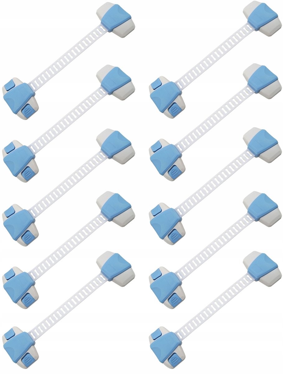 10x Kinderslot - Verstelbaar - Zelfklevend - Wit/Blauw