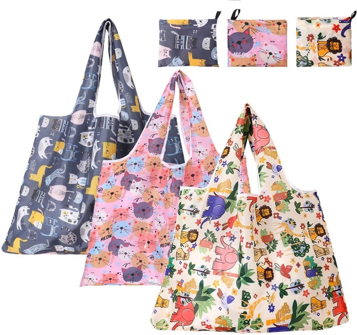 Grote Herbruikbare Boodschappentas - Gekleurd - 30 x 30 x 68 cm - Opvouwbare Ruime Draagtas - Voor Winkelen en Reizen
