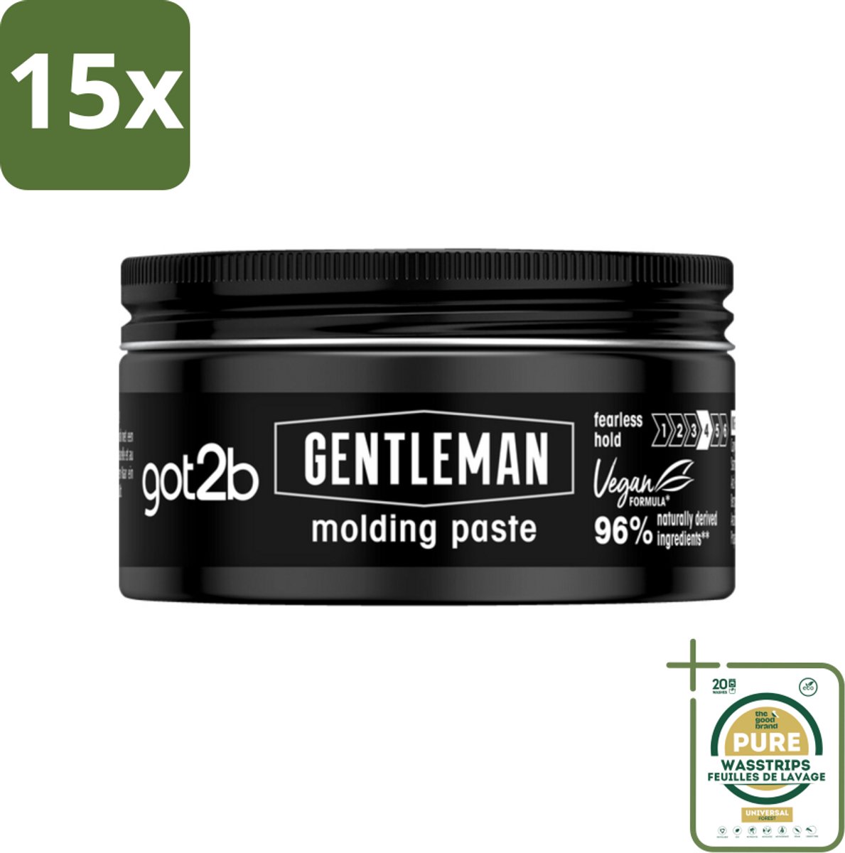15 x Got2B - Molding Paste - Gentleman - 100 ml - Grootverpakking - Molding Paste Voor Mannen - Stijlvol Haar - Natuurlijke Finish - Hold Voor Haar - Verzorgd Haar
