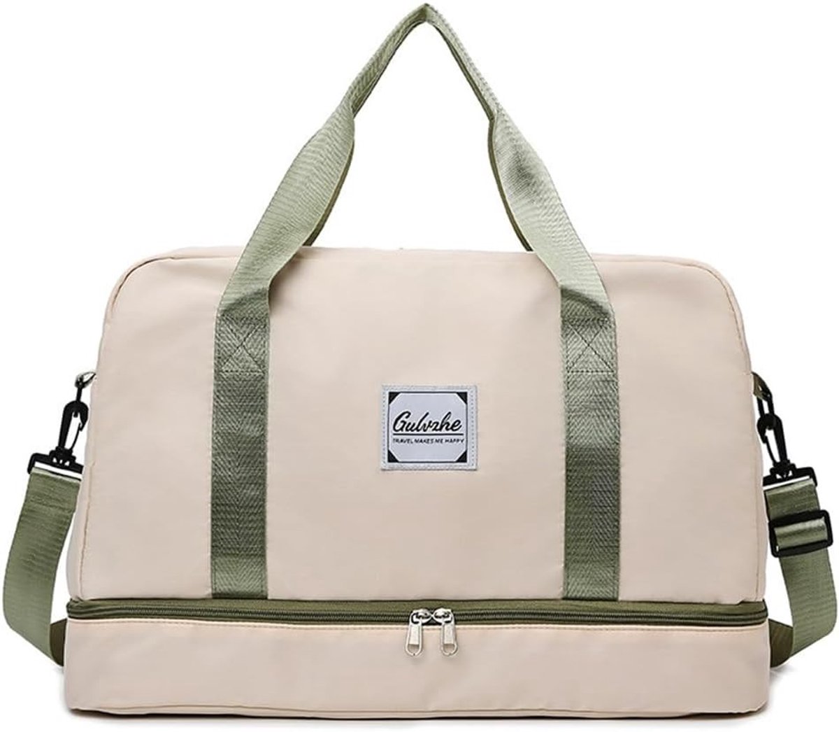 Sporttas - Wit - 50 x 32 x 24 cm - Slijtvaste Reistas met Schoenenvak en Natte Tas - Voor Dames
