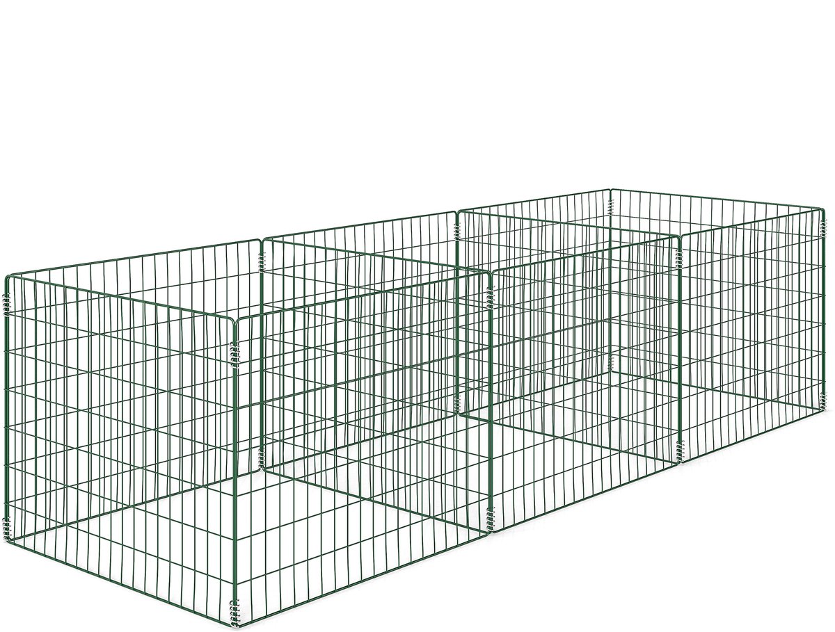 Compostbak van 1680 liter-270 x 90 x 70 cm-3-delig-snelle compostbak van staal-weerbestendig-groen