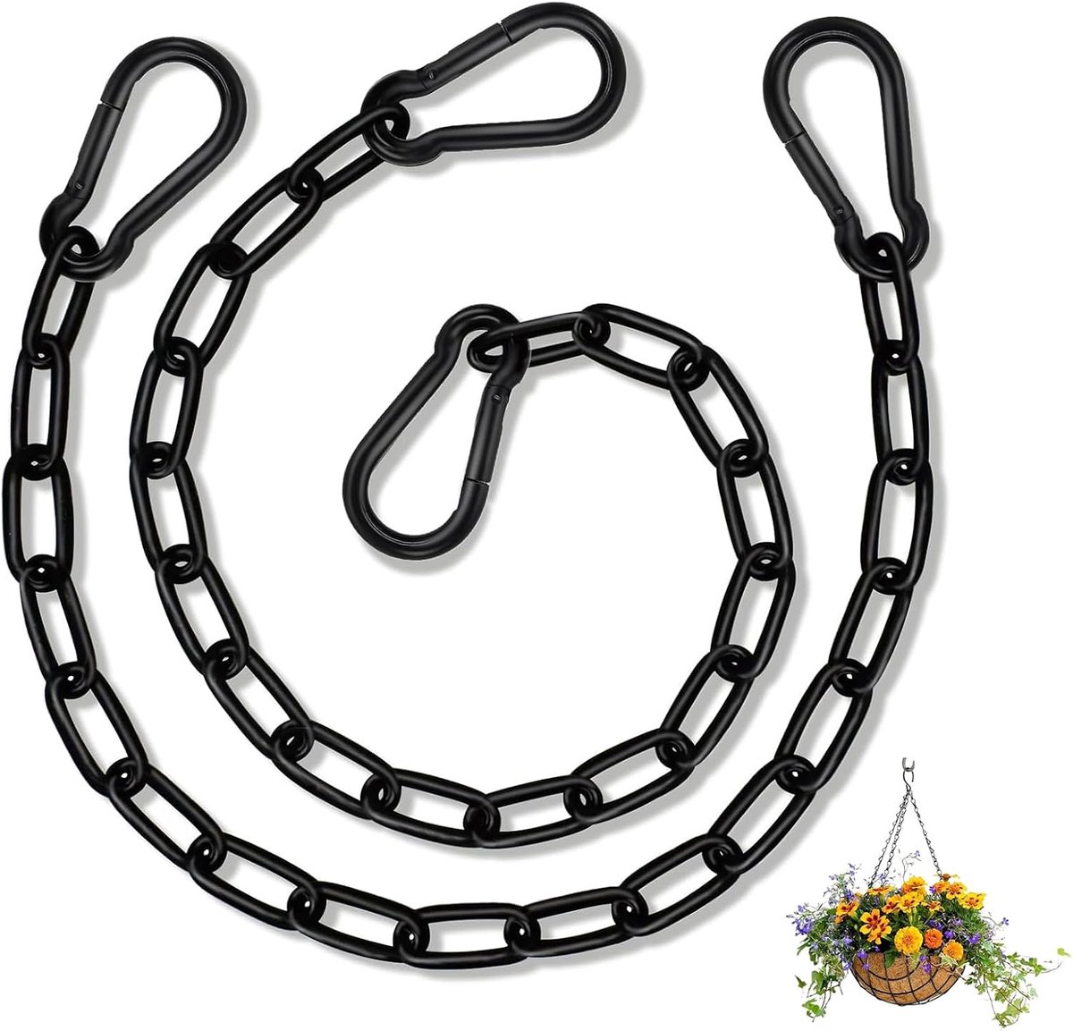 2 stuks ketting van roestvrij staal, 50 cm, Ø 2,0 mm, ketting met 2 karabijnhaken, lange schakels 10 x 19 mm, voor het - ShopVlot