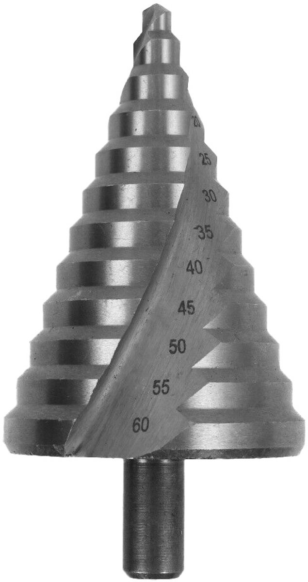 DIY Spiraalvormige Trapboor - Trapboor van snelstaal en titaniumlegering - 6-60 mm - Piramideboor - Afschuinboor - Conische boor - Driehoekige schacht - Gatenvergroterset - Geschikt voor hout, metaal en kunststof - Zilver