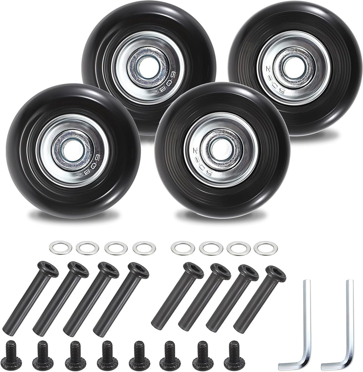 IGNPION Pack of 4 Suitcase Wheels with Black Screws Replacement Wheels Bearings Repair for Luggage Luggage 40 x 18 mm - ShopVlot
