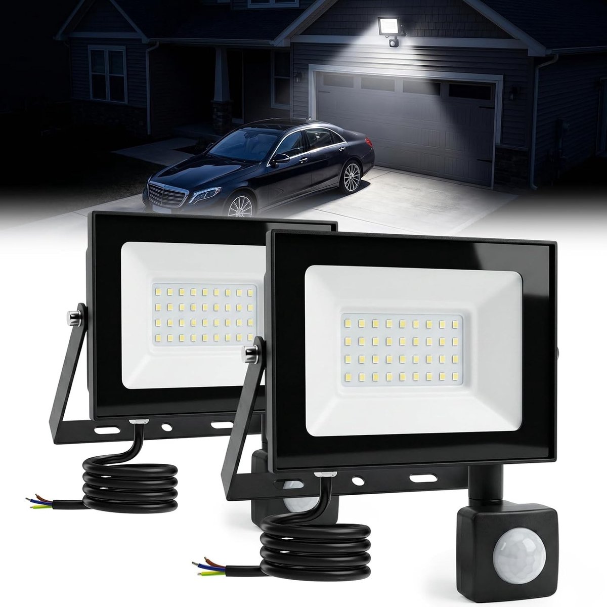 Sensor lampjes met bewegingsmelder - Wit - 30W LED Buitenlamp - Waterdichte Bewegingssensor voor Tuin en Oprit