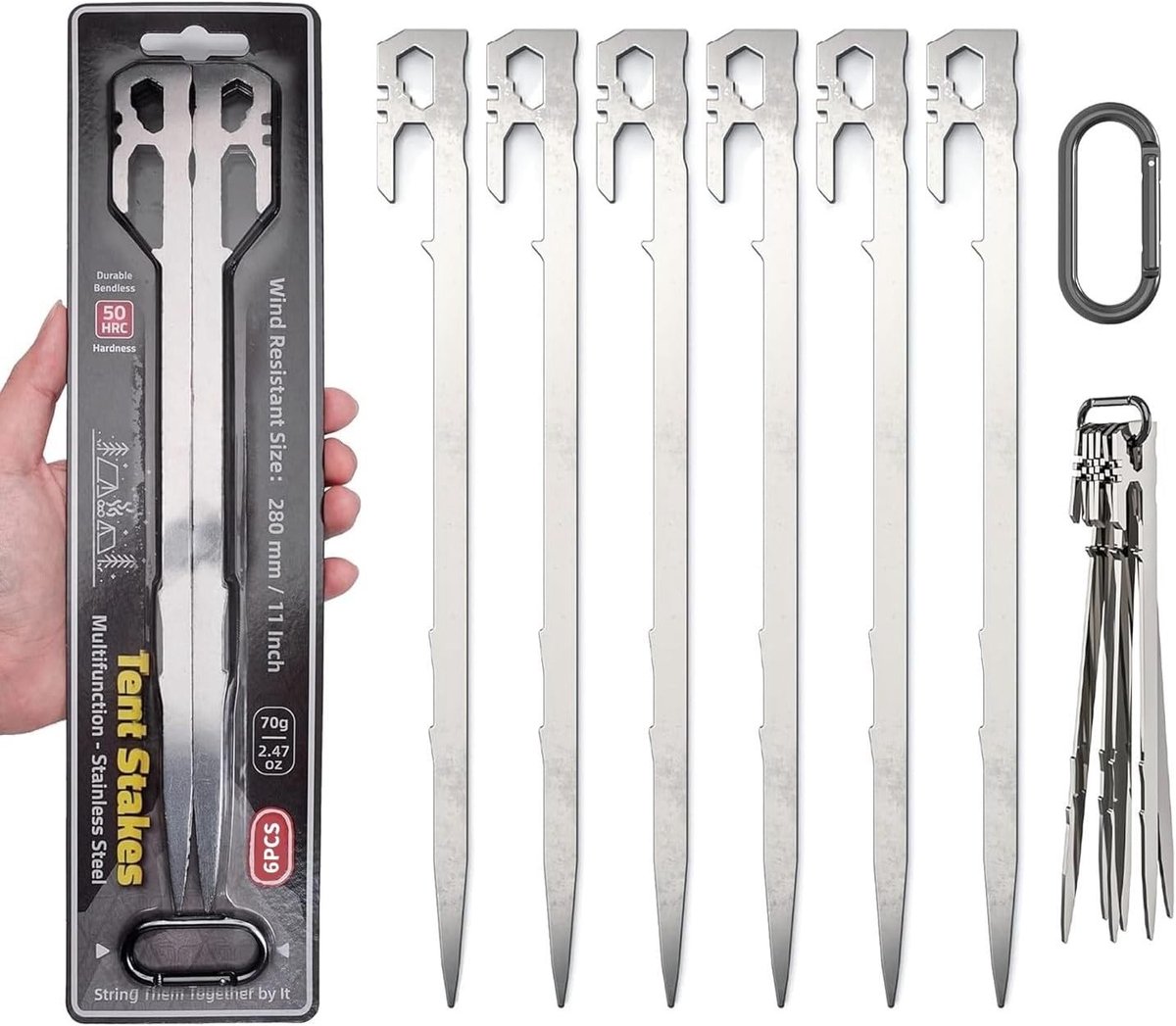 Schroefharingen - Zilver - 28 cm - Roestvrij Stalen Heavy Duty Tentstokken - Voor Buitenkamperen en Wandelen